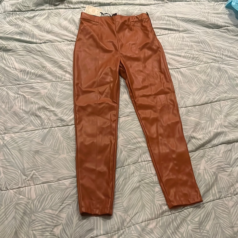 Carmel color faux leather pants